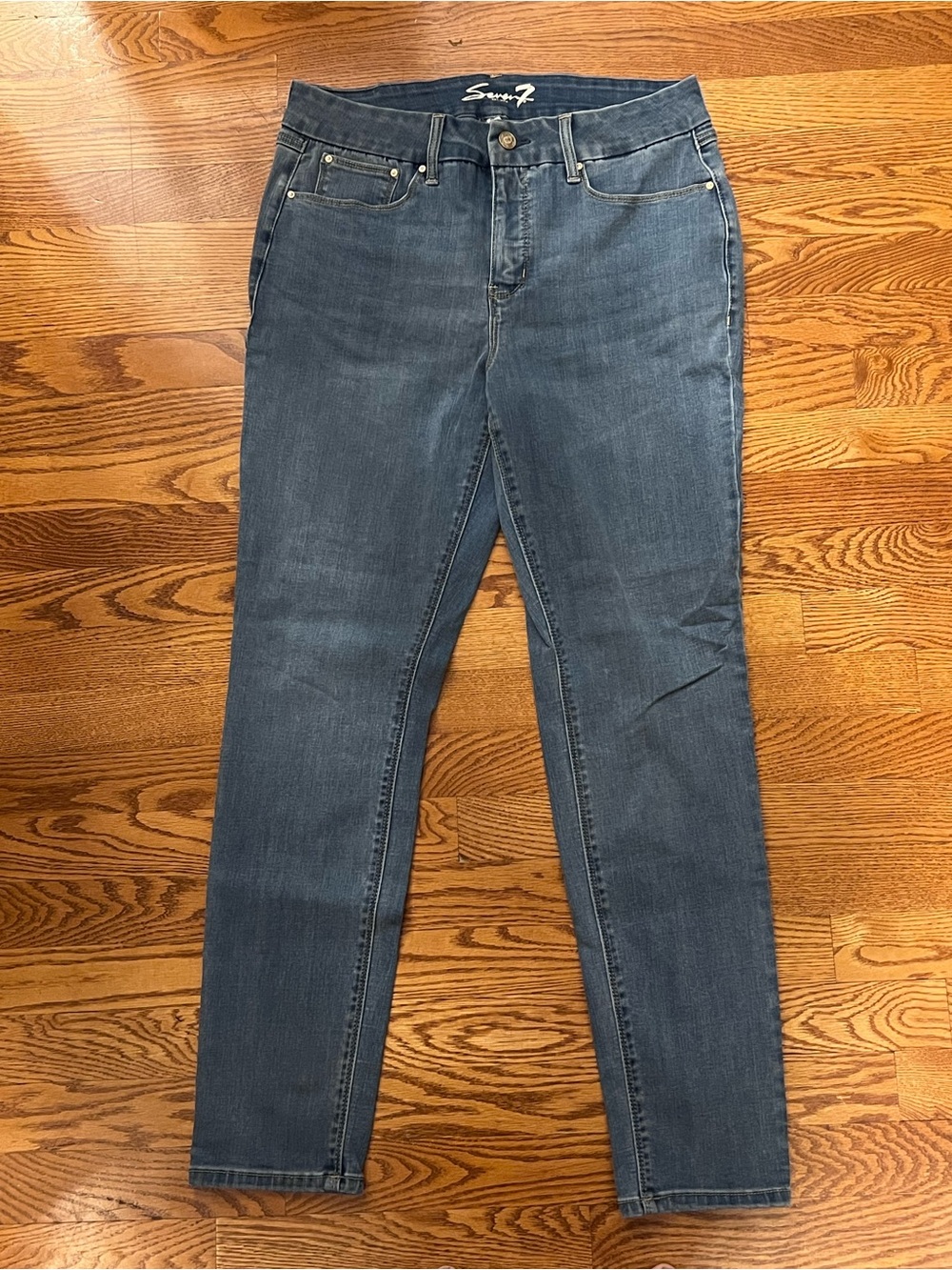 Seven7 Slim Stretch Skinny Jeans in Medium Blue Wash